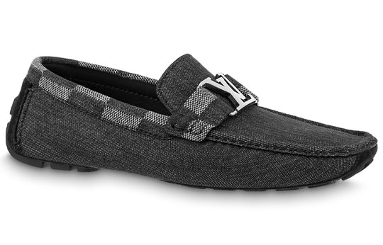 LOUIS VUITTON Hockenheim Moccasin Shoes 'Grey with Plaid Collar' 1A9YRW