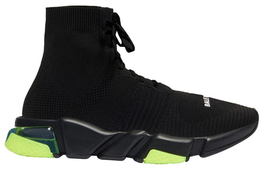 Balenciaga Speed Clear Sole Bandage Sneakers Black/Yellow 617255W05GJ1048