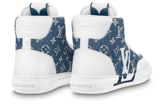LOUIS VUITTON Charlie Ankle Sneakers 'White with Blue Denim' 1AA47F