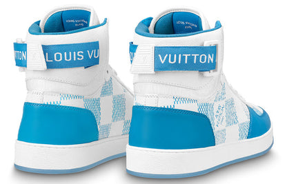 LOUIS VUITTON Rivoli Ankle Sneakers 'White with Blue Plaid' 1AA0D5