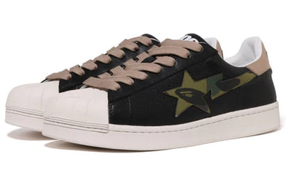 A BATHING APE SKULL Leather Low 'Black' 1I80-191-012-BLCK
