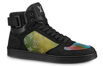 LOUIS VUITTON Rivoli Ankle Sneakers 'Black with Colorfull Monogram Patches' 1A5I47