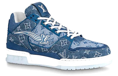 LOUIS VUITTON Trainer Ankle Sneakers 'Denim Monogram' 1A8MF