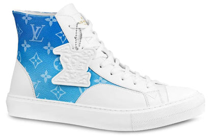 LOUIS VUITTON Tattoo Ankle Sneakers 'White with Blue Monogram' 1A8AH5