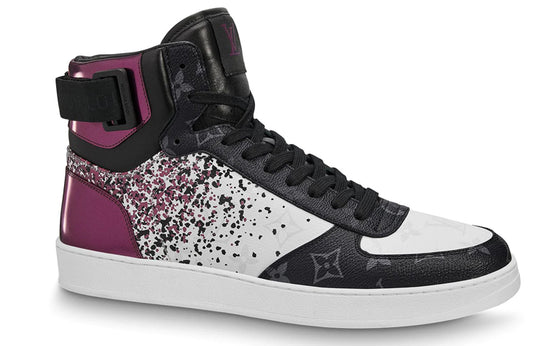 LOUIS VUITTON Rivoli Ankle Sneakers 'Metallic Purple with Black Monogram' 1A5YK