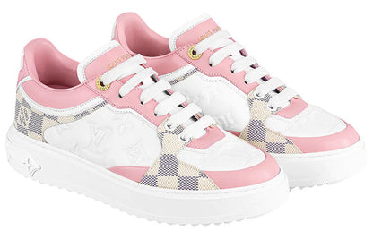 (WMNS) LOUIS VUITTON Time Out Sneakers 'White with Plaid and Logo Monogram' 1A9PYU