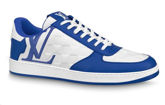 LOUIS VUITTON Rivoli Sneakers 'White Plaid with Blue Side Logo' 1ABFEX