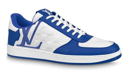 LOUIS VUITTON Rivoli Sneakers 'White Plaid with Blue Side Logo' 1ABFEX
