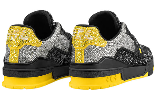 LOUIS VUITTON LV Trainers 'Black Grey Yellow Crystals' 1A9JXJ
