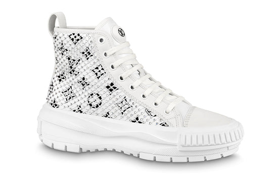 (WMNS) LOUIS VUITTON LV Squad Ankle Sneakers 'White with Crystal Monogram' 1A9RZO