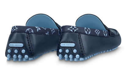 LOUIS VUITTON Hockenheim Moccasin Shoes 'Blue with Monogram Collar' 1AAN5H