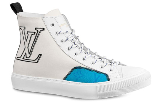 LOUIS VUITTON Tattoo Ankle Sneakers 'White Black with Blue Monogram' 1A7S5E