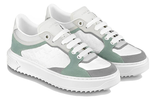 (WMNS) LOUIS VUITTON Time Out Sneakers 'White Mini Monogram with Green Grey' 1ABUTD