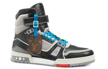 LOUIS VUITTON 408 Paris High Top Sneakers 'Black Grey Blue' 1A7RWZ