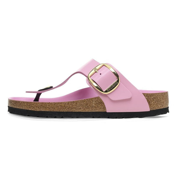 Birkenstock(WMNS)  Gizeh Big Buckle Natural Leather Patent Narrow Fit Sandals 'High-Shine Fondant Pink'
