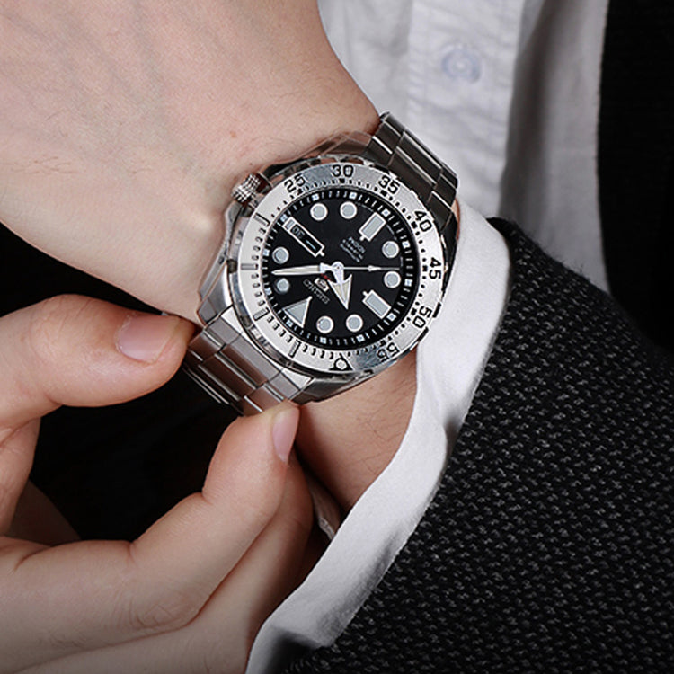 SEIKOAutomatic Mechanical Water Ghost Waterproof Sports For Men Black Plate Steel Belt Black