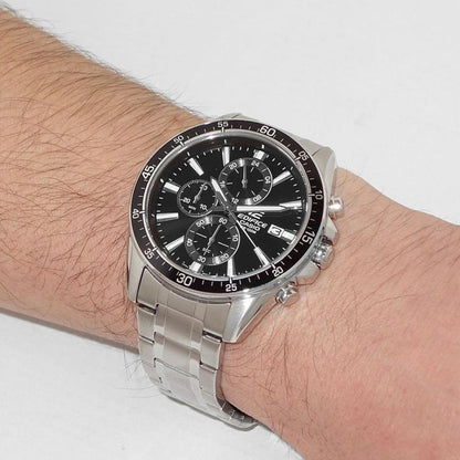 CASIOEDIFICE Stainless Steel Strap Black Dial Mens Black Analog