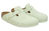 BirkenstockBoston Soft Footbed Suede Leather Narrow Fit Sandals 'Faded Lime'