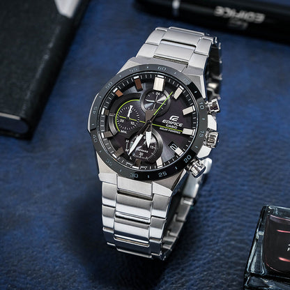 CASIOCasio Edifice Classic Solar Powered Analog Watch 'Black Steel Silver'