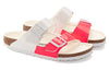 BirkenstockArizona Split Birko-Flor Narrow Fit Sandals 'Patent Neon Pink White'