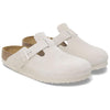 BirkenstockBoston Soft Footbed Suede Leather Sandals 'Antique White'
