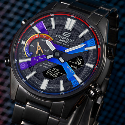 CASIOMen's  Edifice Gradient Series Fashion Business Stylish Solar Powered Metallic Strap Watch Mens Analog