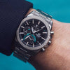 CASIOEDIFICE Quartz Waterproof Sapphire Crystal Solar Powered Black DialSilver Strap Mens BlackSilver Analog