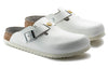BirkenstockBoston ESD Natural Leather Narrow Fit Sandals 'White'