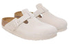 BirkenstockBoston Soft Footbed Suede Leather Narrow Fit Sandals 'Antique White'