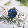 CASIOWaterproof Stainless Steel Strap Blue Dial Mens Blue Analog
