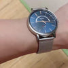 CASIOMen's  Dress Series waterproof quartz Watch 43mm Silver Stainless Steel Strap Mens Blue Analog
