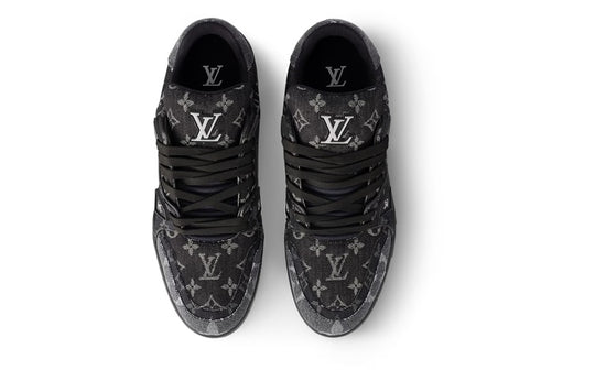LOUIS VUITTON LV Trainer Sneakers 'Black Grey Denim Monogram' 1AC4ZB