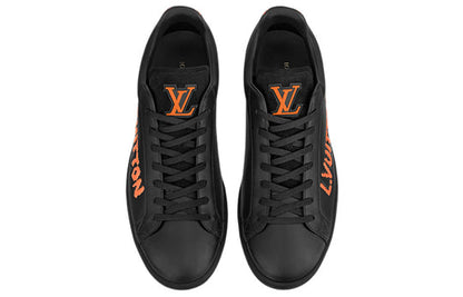 LOUIS VUITTON LV Luxembourg Samothrace Sneakers 'Black with Orange' 1A9JCP