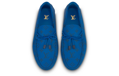 LOUIS VUITTON Driver Moccasin Shoes 'Blue Monogram' 1AAQ02