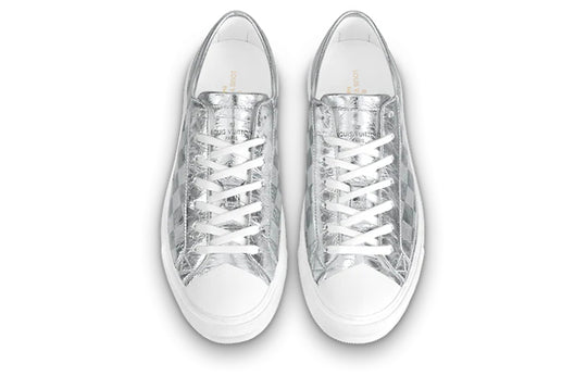 LOUIS VUITTON Tattoo Sneakers 'Silver Plaid Monogram' 1A90FV