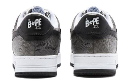 (WMNS) A BATHING APE Sta Leather Low 'Black White' 1I80-291-009-BLCKWHITE