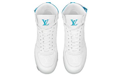 LOUIS VUITTON Rivoli Ankle Sneakers 'White Monogram with Metallic Blue' 1A8V8Q