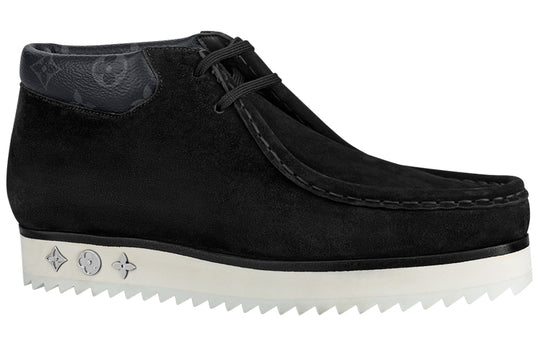LOUIS VUITTON Mods Ankle Boots 'Black Suede with Faded Monogram Collar' 1A8JSZ
