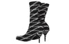 (WMNS) Balenciaga 80mm Monogram Logo Spandex Boots 'Black' 549784W1P601264
