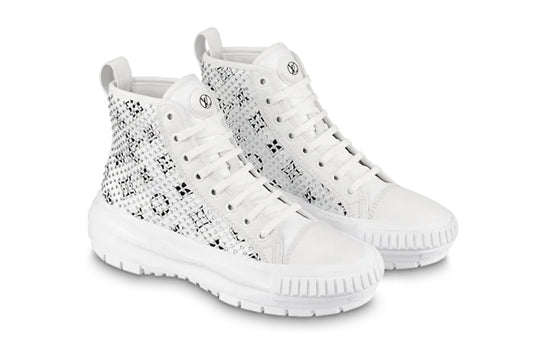 (WMNS) LOUIS VUITTON LV Squad Ankle Sneakers 'White with Crystal Monogram' 1A9RZO