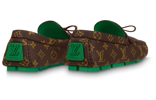 LOUIS VUITTON Driver Moccasin Shoes 'Brown Monogram with Green' 1AARSP