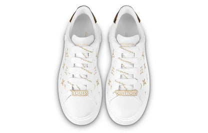 (WMNS) LOUIS VUITTON Time Out Sneakers 'White with Gold Monogram' 1A9HAV