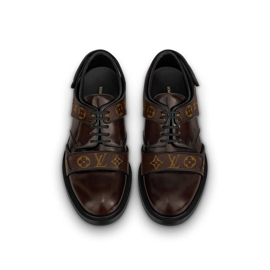 LOUIS VUITTON Harness Derby Shoes 'Brown with Monogram Straps' 1A8JKG