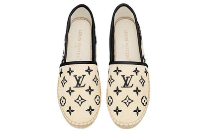 (WMNS) LOUIS VUITTON Starboard Flat Espadrille Shoes 'Beige Black Monogram' 1ABTZC
