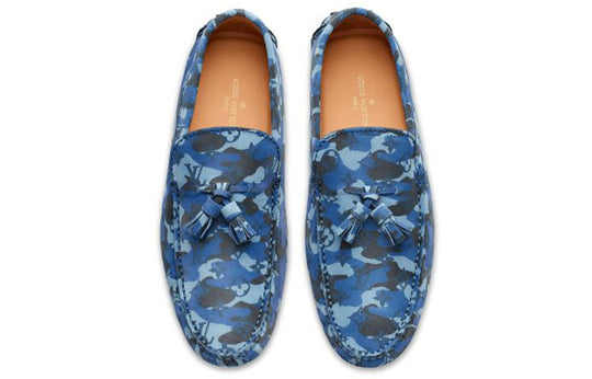LOUIS VUITTON Palm Spring Moccasin Shoes 'Blue Camo with Logo Monogram' 1A3TPO