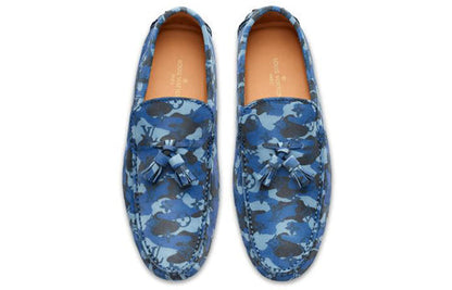LOUIS VUITTON Palm Spring Moccasin Shoes 'Blue Camo with Logo Monogram' 1A3TPO