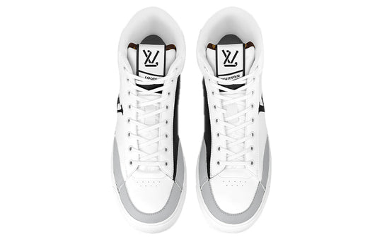 LOUIS VUITTON LV Charlie Ankle Sneakers 'White with Black Grey Side Logo and Back Monogram' 1A9JMP