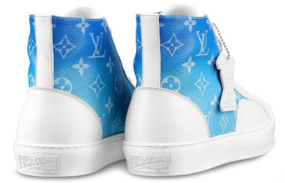 LOUIS VUITTON Tattoo Ankle Sneakers 'White with Blue Monogram' 1A8AH5