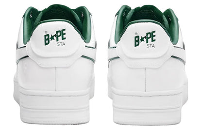 (WMNS) A BATHING APE Bape Sta Leather Low 'White Green' 1J30-291-017-GREN