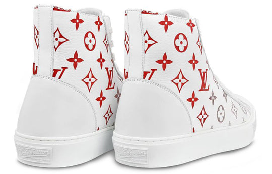LOUIS VUITTON Tattoo Monogram Ankle Sneakers 'White Red Grey' 1A5Z0C